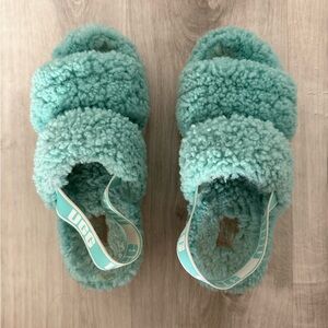UGG Fluffy Teal Sandals